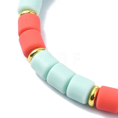 Polymer Clay Column Beaded Stretch Bracelets BJEW-JB09782-03-1