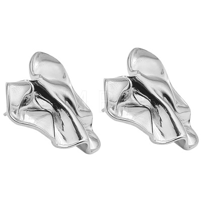 Irregular Shape Stainless Steel Stud Earrings RW8106-1-1