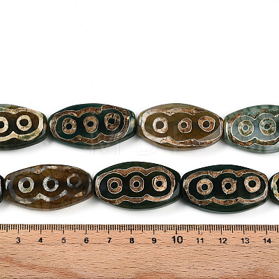 Oval with 3-Eye Pattern Tibetan Style dZi Beads Strands G-NH0001-14C-1