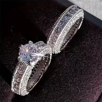 2Pcs Alloy with Crystal Rhinestone Finger Rings for Couple FS-WG6A3A8-04-1