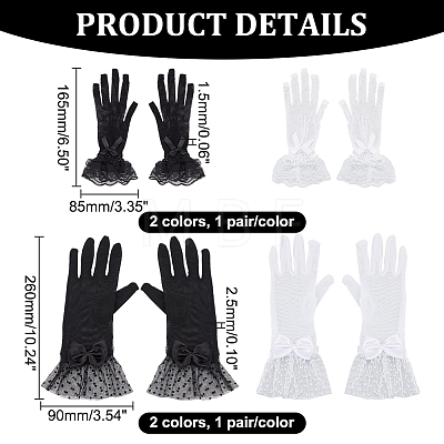 AHADERMAKER 4 Pairs 4 Style Silk Gloves AJEW-GA0006-09-1