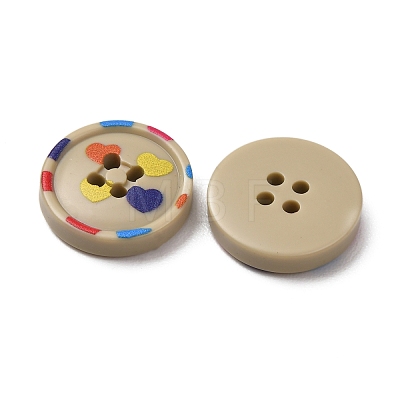 4-Hole Printed Opaque Resin Buttons RE-CBAB147-19-1