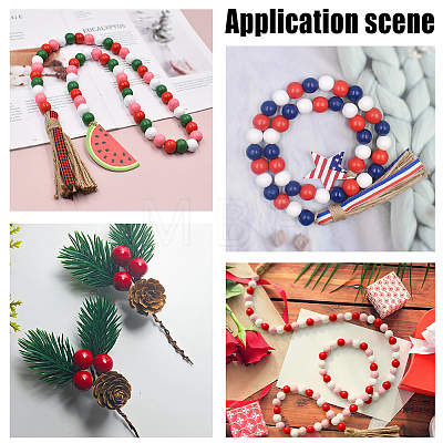 Spray Painted/Dyed Round Natural Schima Wood Beads WOOD-PA0001-79-1