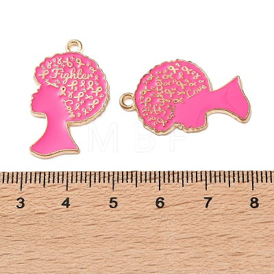 Breast Cancer Awareness Ribbon Zinc Alloy Enamel Pendants ENAM-I079-02G-10-1