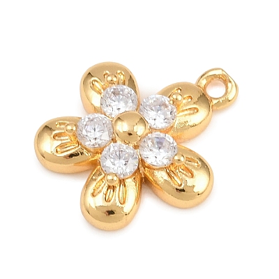 Brass Micro Pave Clear Cubic Zirconia Charms KK-D265-02G-1