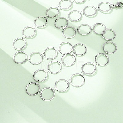 304 Stainless Steel 12MM Ring Link Chain Necklaces NJEW-P343-01C-P-1