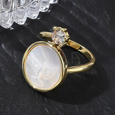 Brass Micro Pave Clear Cubic Zirconia Cuff Open Rings KK-CBA56EF-41C-G-1