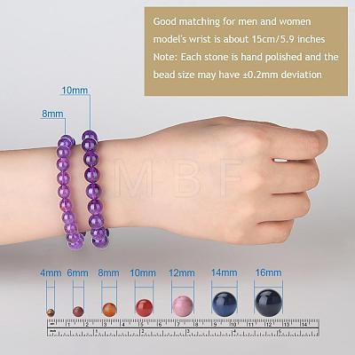 Natural Amethyst Round Beads Stretch Bracelets BJEW-PH0001-10mm-18-1