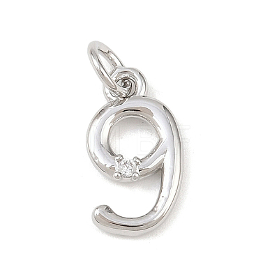 Brass Micro Pave Clear Cubic Zirconia Charms KK-P339-27P-09-1