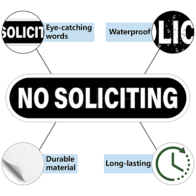 Mini PVC Coated Self Adhesive NO SOLICITING Warning Stickers STIC-WH0018-004-1