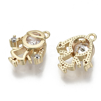Brass Micro Pave Cubic Zirconia Charms KK-N232-47-NF-1