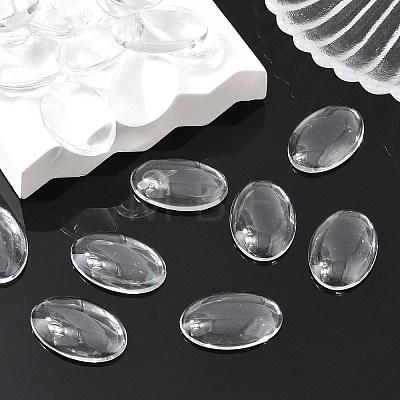 Transparent Oval Glass Cabochons GGLA-R022-30x20-1
