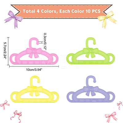 CHGCRAFT 40Pcs 4 Colors Bowknot & Star Pattern Plastic Doll Clothes Hangers DIY-CA0003-48-1