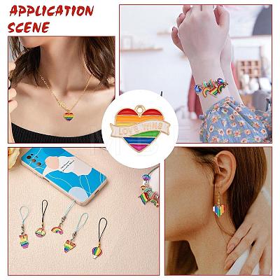 42Pcs Rainbow Flag Charm Pendant Enamel Flag Heart Love Balloon Charm Alloy Enamel Pendant for Jewelry Necklace Earring Making Crafts JX596A-1