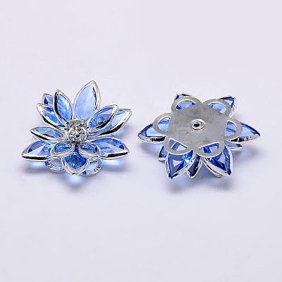 Acrylic Rhinestone Flower Flat Back Cabochons GACR-R016-02-1