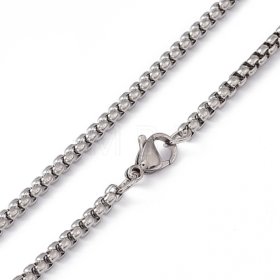 201 Stainless Steel Box Chain Necklace for Men Women NJEW-P268-A40-1X5-1