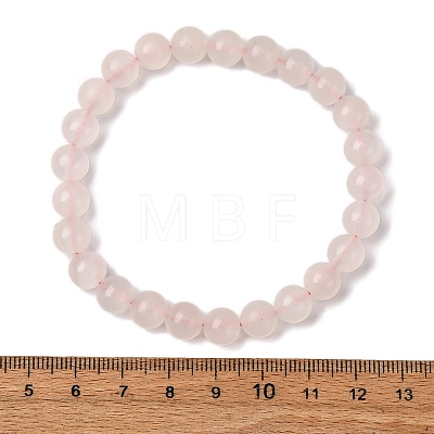 Natural Pink Mangano Calcite Beads Stretch Bracelet for Women BJEW-JB06715-1