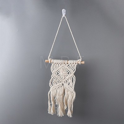 Cotton Cord Macrame Woven Wall Hanging HJEW-C010-19-1