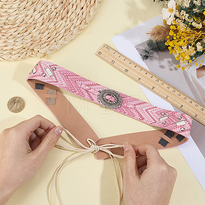 1Pc PU Leather with Alloy Oval Tie Knot Belts for Women AJEW-CL0005-37-1