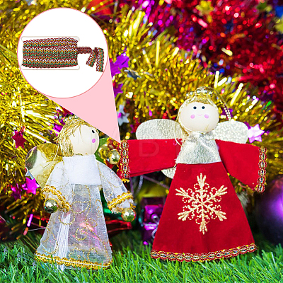 2 Cards 2 Colors Christmas Polyester Braided Lace Ribbon OCOR-FH0001-22-1