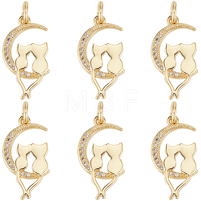 Brass Micro Pave Clear Cubic Zirconia Pendants ZIRC-BBC0002-47-1