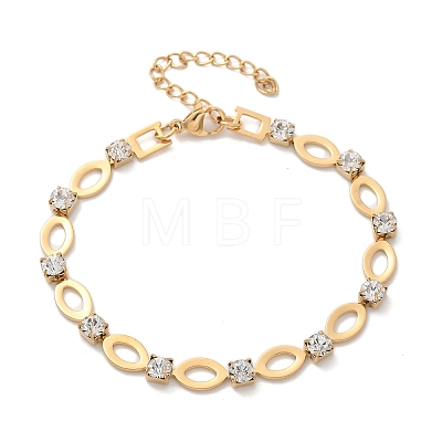 304 Stainless Steel Rhinestone Cup Chain Bracelets for Women BJEW-F488-26C-G-1