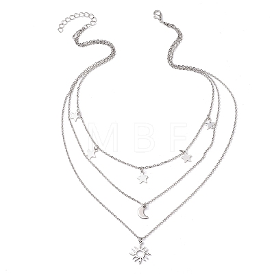 Brass 3 Layer Necklaces for Women NJEW-JN04734-01-1