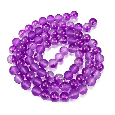 Frosted Transparent Glass Bead Strands GLAA-P065-10mm-15-1