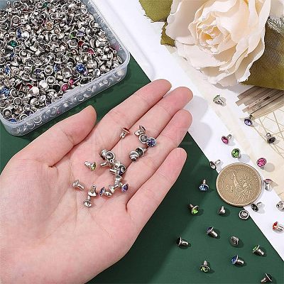 Brass Rhinestone Rivets KK-NB0001-05-1