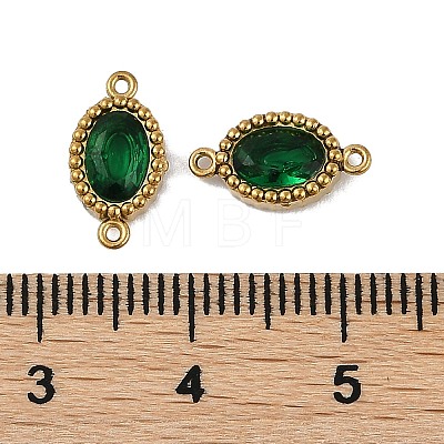 Ion Plating(IP) 304 Stainless Steel Cubic Zirconia Oval Links Connector Charms X-STAS-K256-22G-1
