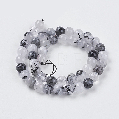 Natural Black Rutilated Quartz Beads Strands LS-G-G448-8mm-13-1