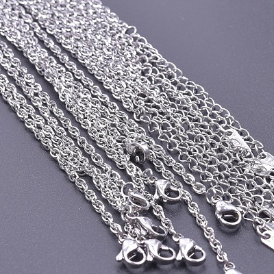 Non-Tarnish 2.2MM Unisex 304 Stainless Steel Cable Chains Necklaces FX6206-1-1