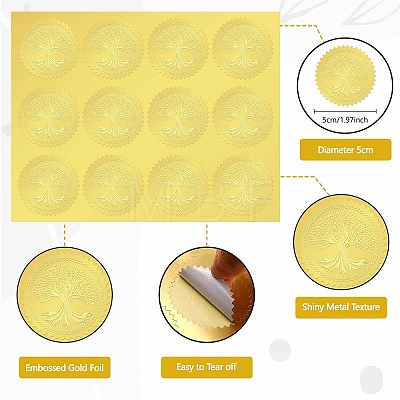 34 Sheets Self Adhesive Gold Foil Embossed Stickers DIY-WH0509-007-1