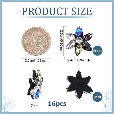 16Pcs Glass Sew On Patches PATC-FG0003-86C-1