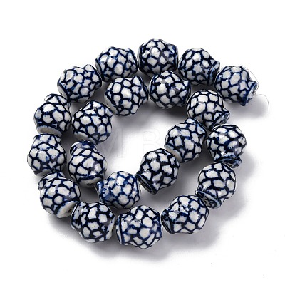 Handmade Blue and White Porcelain Beads Strands PORC-I027-13A-1