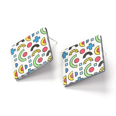 Resin Stud Earrings EJEW-I257-01C-1