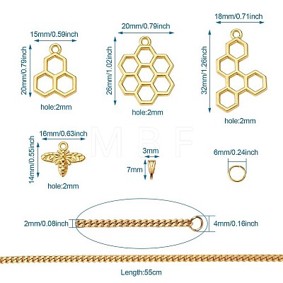 DIY Bee Honeycomb Necklace Making DIY-TA0002-87G-1