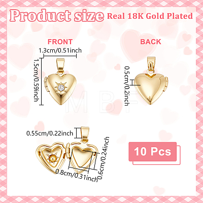 10Pcs Brass Micro Pave Clear Cubic Zirconia Locket Pendants KK-UN0006-27-1