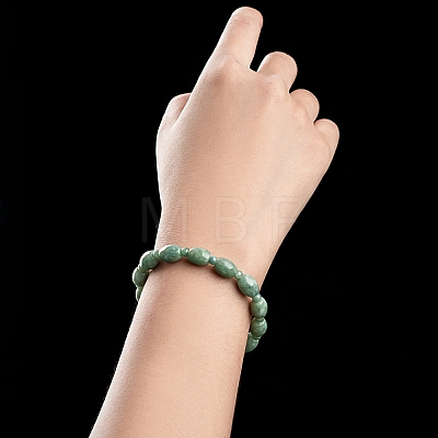 Natural Jadeite Oval Stretch Bracelets BJEW-H603-01-1