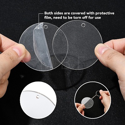 50Pcs 5 Styles Transparent Acrylic Disc Big Pendants TACR-YW0008-09-1