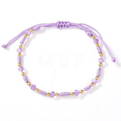 Glass & Brass Beads Braided Bead Bracelets ZQ2730-1