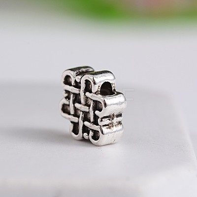 Tibetan Style Chinese Knot Zinc Alloy Beads TIBEB-M028-06AS-1
