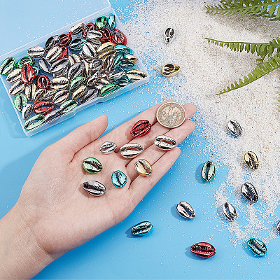   80Pcs 8 Colors Electroplated Cowrie Shell Beads BSHE-PH0001-17-1