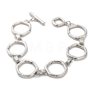 Brass Hexagon Link Chain Bracelets for Women Men BJEW-G740-05P-1