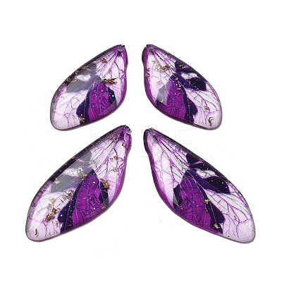 4Pcs Transparent Epoxy Resin Butterfly Wings Pendants RESI-C057-03C-1