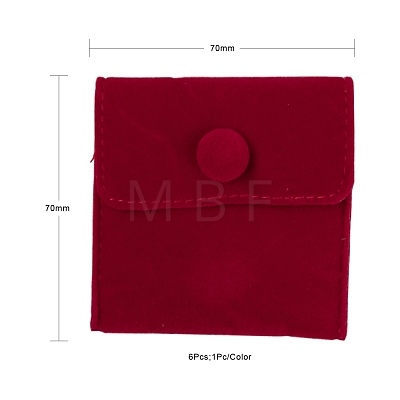 6Pcs 6 Colors Square Velvet Jewelry Bags TP-LS0001-05-1
