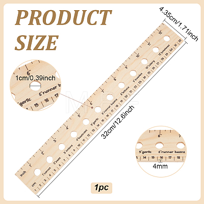 Pine Wood Plant Seed Spacing and Interval Rulers AJEW-WH0083-101A-1