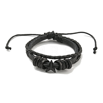 PU Imitation Leather Cord Triple Layer Multi-strand Bracelets BJEW-P329-05-1