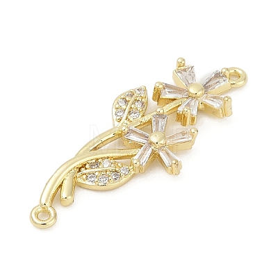 Brass Clear Cubic Zirconia Connector Charms KK-Z094-06G-03-1