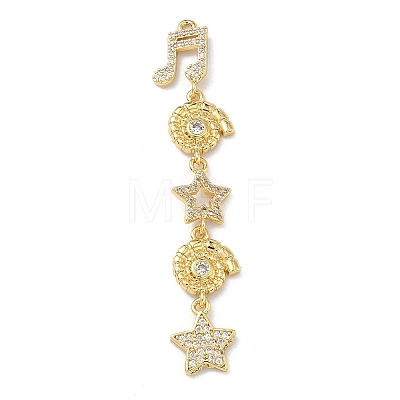 Brass Micro Pave Clear Cubic Zirconia Big Pendants KK-B176-02G-06-1